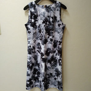 DKNY Womens Gray Floral Jewel Neck SS Shift Dress